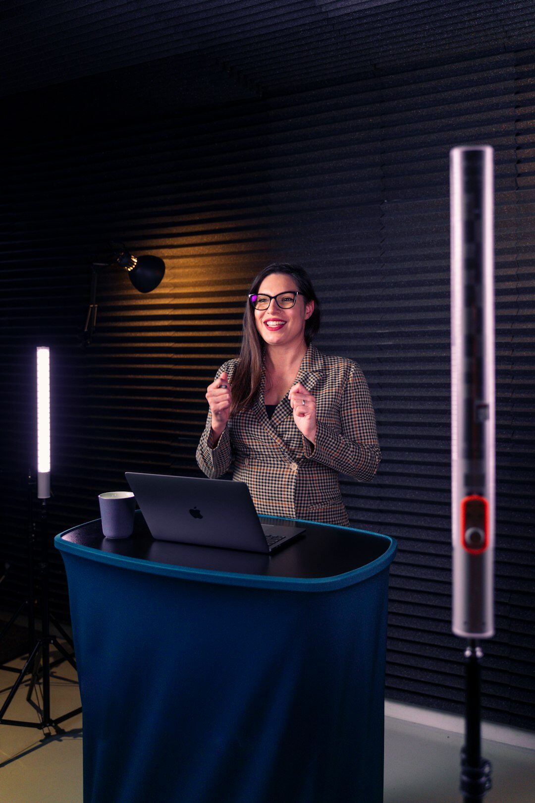 Studio portrait of a Slovenian public speaking trainer